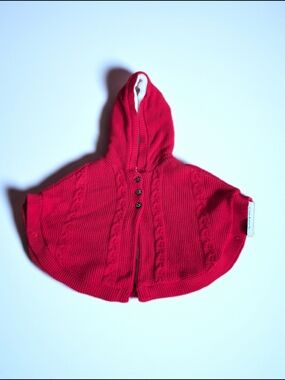 Carter's Baby Hooded Sweater Poncho in vibrant red
